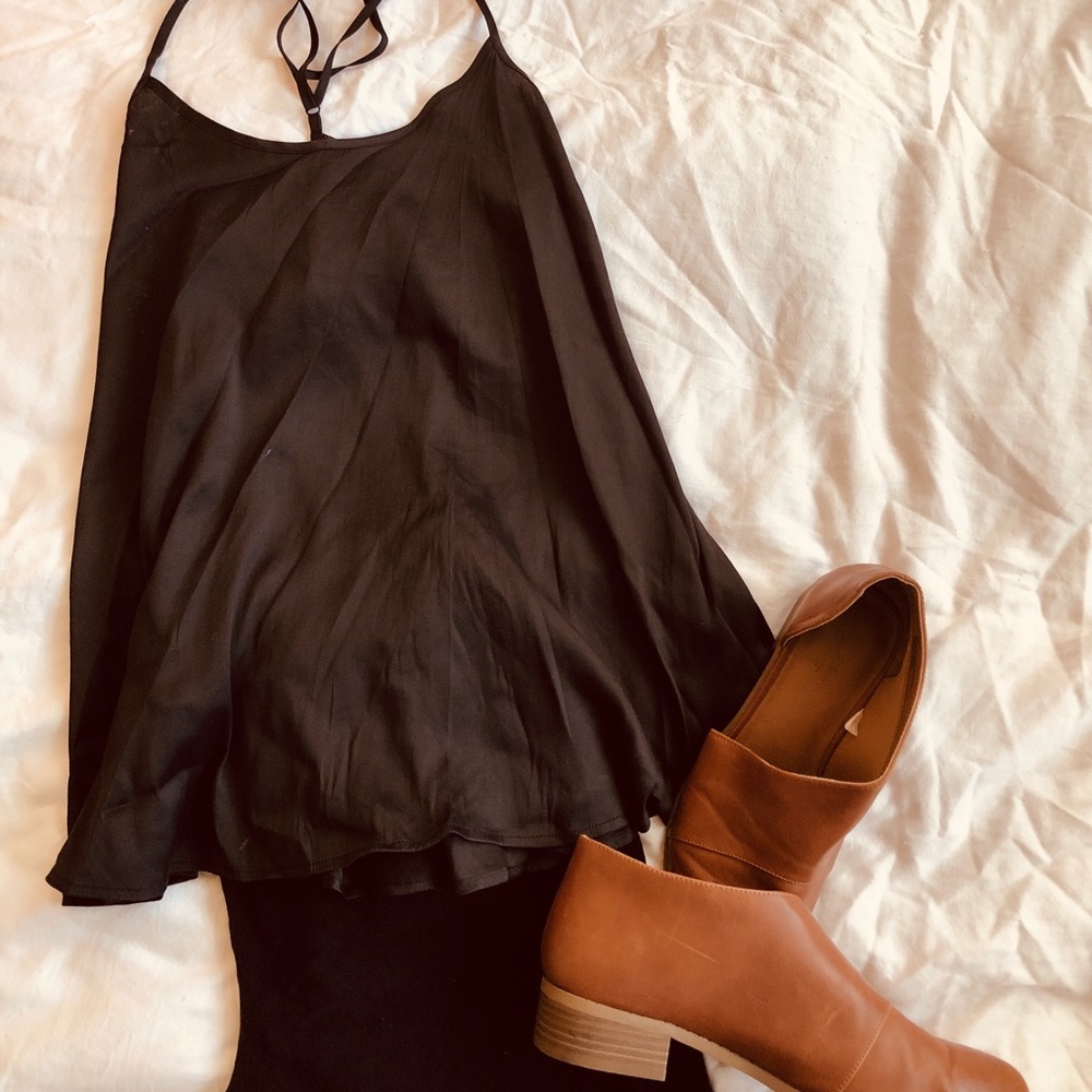 Black Satin Tank Top